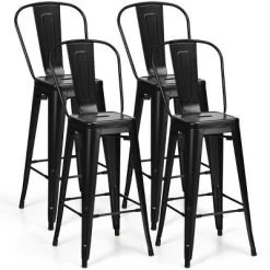 Costway Set Of 4 High Back Metal Stool 30'' Seat Bar Height Industrial Bar Stools GunBlack -Luxe Living Interiors Shop GUEST 1fd45ce6 c6c4 47c9 977b 8cb66666c0b6