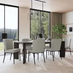 Channel Back Dining Chair With Metal Legs Light Gray - HomePop -Luxe Living Interiors Shop GUEST 206c4339 855b 404e a722 fc88f452457d