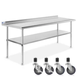 GRIDMANN Stainless Steel Table With Backsplash & 4 Casters (Wheels), NSF Commercial Kitchen Work & Prep Table -Luxe Living Interiors Shop GUEST 2122cded 5c9b 4d12 9527 950d3ad8f49a