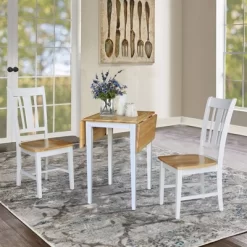 Cain Small Dual Drop Leaf Dining Set With 2 San Remo Chairs White/Natural - International Concepts -Luxe Living Interiors Shop GUEST 2130f471 050f 4445 9576 bf4b8fe4ae45