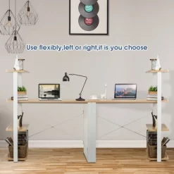 Costway Reversible Computer Desk Study Table Home Office W/Adjustable Bookshelf Natural 14 Costway Reversible Computer Desk Study Table Home Office W/Adjustable Bookshelf Natural -Luxe Living Interiors Shop GUEST 21de6d4e 28bf 4550 8522 8eb93d26260e