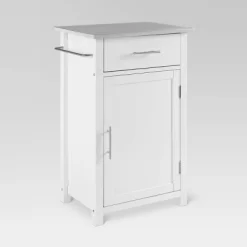 Savannah Stainless Steel Top Compact Kitchen Island Cart White - Crosley -Luxe Living Interiors Shop GUEST 21fd3954 0159 4cef 9dfe c5a772efa8a7