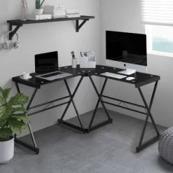 L Shaped Glass Computer Desk Black - Techni Mobili -Luxe Living Interiors Shop GUEST 220421c6 401d 4992 9523 a43433315339