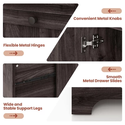 Costway 66.5'' L Shaped Home Office Desk Corner Computer Desk Keyboard Tray Dark 11 Costway 66.5'' L Shaped Home Office Desk Corner Computer Desk Keyboard Tray Dark - Image 9