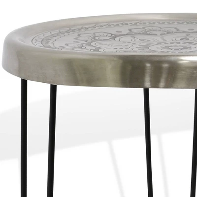 Metal With Paper Clip Legs Round Side Accent Table Silver/Black - StyleCraft 4 Metal With Paper Clip Legs Round Side Accent Table Silver/Black - StyleCraft - Image 2
