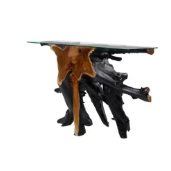 Contemporary Teak Wood Console Table Gold - Olivia & May -Luxe Living Interiors Shop GUEST 22b0aae7 4157 45d0 b3f2 84ad6f5f2f52