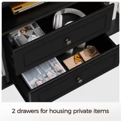 Yaheetech 58in Modern TV Console Table Mid-century TV Storage Cabinet Black -Luxe Living Interiors Shop GUEST 2431b576 7ea7 4740 a1c0 f2d047aec21d