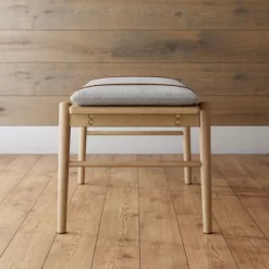 38" Wood Entryway Bench Removable Upholstered Cushion Light Brown/Feather Gray - Nathan James -Luxe Living Interiors Shop GUEST 24d0a079 2a28 4b1b 9814 846e0564dc6a