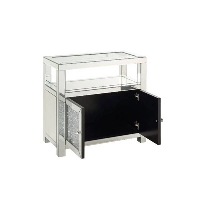 32" Noralie Cabinet Clear Glass/Mirrored/Faux Diamonds - Acme Furniture 4 32" Noralie Cabinet Clear Glass/Mirrored/Faux Diamonds - Acme Furniture - Image 2