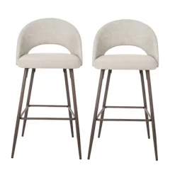 Set Of 2 Leatherette Barstools With Tapered Metal Legs - Glitzhome -Luxe Living Interiors Shop GUEST 258b2dbd 0078 4599 88a6 f083340f36e7