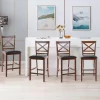 Costway Set Of 4 Bar Stools 25'' Counter Height Chairs W/ PU Leather Seat Walnut -Luxe Living Interiors Shop GUEST 259d3e41 51c5 41a3 b741 7711238993fd
