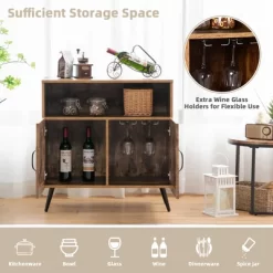 Costway Mid-century Storage Cabinet Sideboard W/ Doors Wine Glass Racks Rustic Brown -Luxe Living Interiors Shop GUEST 2662aa39 ddf7 4b93 9c4b b18588a7d129