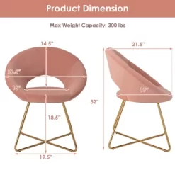 Costway Modern Velvet Accent Chair Upholstered Vanity Leisure Chair With Metal Legs -Luxe Living Interiors Shop GUEST 2673c722 834b 4b11 add0 064f0a48d182