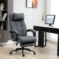 Vinsetto Executive Linen-Feel Fabric Office Chair High Back Swivel Task Chair With Adjustable Height Upholstered Retractable Footrest, Headrest And Padded Armrest 13 Vinsetto Executive Linen-Feel Fabric Office Chair High Back Swivel Task Chair With Adjustable Height Upholstered Retractable Footrest, Headrest And Padded Armrest -Luxe Living Interiors Shop GUEST 27248958 ca09 4883 b5c7 54370c404caa