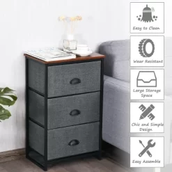 Costway 3 Drawer Nightstand Side Table Storage Tower Dresser Chest Home Office Furniture -Luxe Living Interiors Shop GUEST 276b76fd 07e5 434b 8966 5d0a7069c1f7
