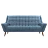 Cobra Mid-Century Modern Sofa Blue Linen/Walnut - Armen Living