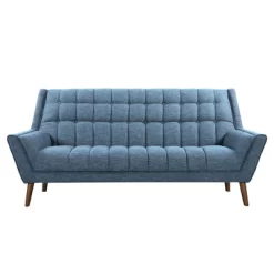 Cobra Mid-Century Modern Sofa Blue Linen/Walnut - Armen Living