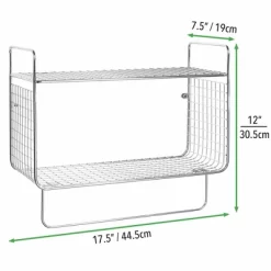 MDesign 2 Tier Storage Organizer Bath Shelf With Towel Bar, Wall Mount -Luxe Living Interiors Shop GUEST 279b5817 4ce2 483a 86a5 0e44ee4ef9c0