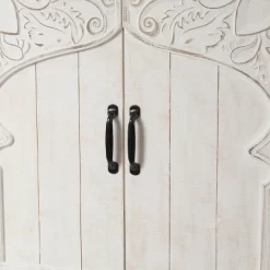 LuxenHome Farmhouse White Wood 2-Door Accent Storage Cabinet. -Luxe Living Interiors Shop GUEST 2843337a ba74 427a b1b7 b6daa5a973ce