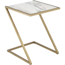 Kensington Hill Modern Gold Square Nesting Tables Set Of 3 19" Wide White Marble Tabletop For Living Room Bedroom Bedside Entryway -Luxe Living Interiors Shop GUEST 286cb3a9 ec2d 4abf 9063 c3da81a1fde3