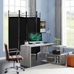 Costway 6 FT 4-Panel Folding Room Divider Freestanding Privacy Screen Steel Frame BrownBlackWhite -Luxe Living Interiors Shop GUEST 28b63336 9a99 4acd 8f9c b9853eef4852