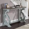 Crimber Trestle Sofa Table Oak/Antique Blue - MiBasics -Luxe Living Interiors Shop GUEST 290b0215 777e 4d6c b6f8 d280bdf90500