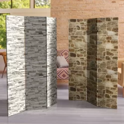 6" Double Sided Stone Wall Canvas Room Divider Gray - Oriental Furniture -Luxe Living Interiors Shop GUEST 29555d2e d0a9 45da ada6 09fa56614a1a