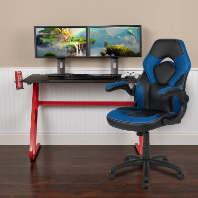 Flash Furniture Gaming Desk And Racing Chair Set With Cup Holder And Headphone Hook 3 Flash Furniture Gaming Desk And Racing Chair Set With Cup Holder And Headphone Hook