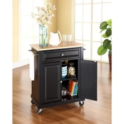 Wood Top Portable Kitchen Cart Wood/Black - Crosley