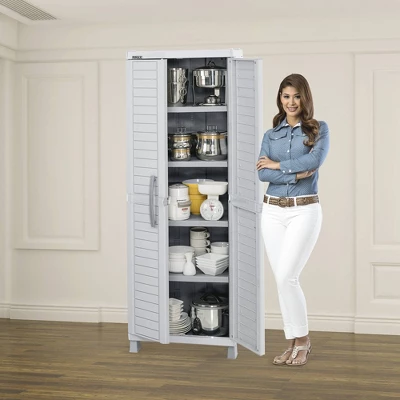 Large Storage Cabinet Light Gray - Inval 5 Large Storage Cabinet Light Gray - Inval - Image 3