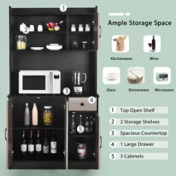 Costway 4-Door 71'' Kitchen Buffet Pantry Storage Cabinet W/Hutch Adjustable Shelf WhiteBlack -Luxe Living Interiors Shop GUEST 2acbf1cc e2e1 47f3 8936 2746ffe6d298