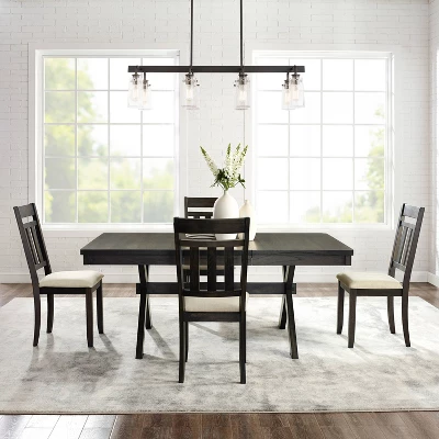 Hayden 5pc Extendable Dining Set With 4 Slat Back Chairs Slate - Crosley 4 Hayden 5pc Extendable Dining Set With 4 Slat Back Chairs Slate - Crosley - Image 2