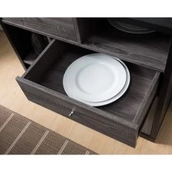 FC Design Two-Tone Buffet Table With Stemware Racks, 2 Drawers, 1 Cabinet, And 4 Wine Slots In Distressed Grey And Black Finish -Luxe Living Interiors Shop GUEST 2f68876d 7d07 43ac 970f 359d4cec6698