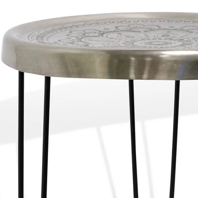 Metal With Paper Clip Legs Round Side Accent Table Silver/Black - StyleCraft 5 Metal With Paper Clip Legs Round Side Accent Table Silver/Black - StyleCraft - Image 3