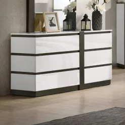 Pape Contemporary 6 Drawer Dresser White/Metallic Gray - MiBasics