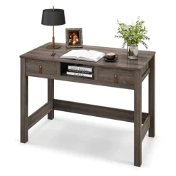 Costway Mid Century Computer Desk Home Office Study Table Laptop Workstation With2 Drawers -Luxe Living Interiors Shop GUEST 3023f766 856e 430e b72c d421920dbe69