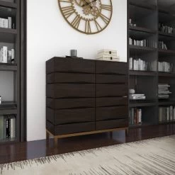 Contemporary Bold Facet Carved Wood Side Cabinet Brown - Olivia & May 27 Contemporary Bold Facet Carved Wood Side Cabinet Brown - Olivia & May -Luxe Living Interiors Shop GUEST 3032faff 8dec 452e a2fd 9268f1964fdd