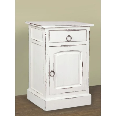 Passion Furniture Shabby Chic Cottage 1-Drawer White Wash Nightstand 25.5 In. H X 17.8 In. W X 13.5 In. D 6 Passion Furniture Shabby Chic Cottage 1-Drawer White Wash Nightstand 25.5 In. H X 17.8 In. W X 13.5 In. D - Image 4