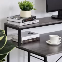 HOMCOM 55 Inch Home Office Computer Desk Study Writing Workstation With Storage Shelves, Elevated Monitor Shelf, CPU Stand -Luxe Living Interiors Shop GUEST 30d128bd 19ed 4c5e 9b31 4d3c0dfc361c