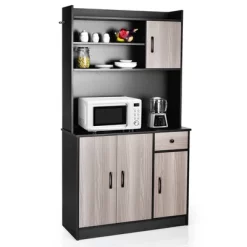 Costway 4-Door 71'' Kitchen Buffet Pantry Storage Cabinet W/Hutch Adjustable Shelf WhiteBlack -Luxe Living Interiors Shop GUEST 3252fbcc d703 4b41 9aaf 4bd9171aba91