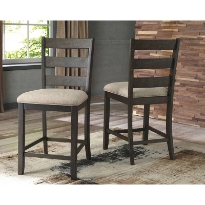 Set Of 2 Rokane Upholstered Counter Height Barstools Brown - Signature Design By Ashley 3 Set Of 2 Rokane Upholstered Counter Height Barstools Brown - Signature Design By Ashley