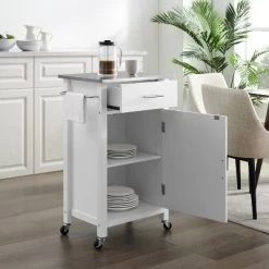 Savannah Stainless Steel Top Compact Kitchen Island Cart White - Crosley -Luxe Living Interiors Shop GUEST 32be73e6 db33 4ada 9532 18bdaeef1d01