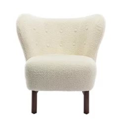 Modern Accent Chair Lambskin Wingback Tufted Side Chair With Solid Wood Legs-ModernLuxe -Luxe Living Interiors Shop GUEST 33361031 27d7 48d2 9802 11b7eec3f87c