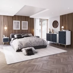 Amber Tall 4 Drawer Dresser With Faux Leather Handles - Manhattan Comfort -Luxe Living Interiors Shop GUEST 335f628d e2ed 4a6b ab20 7910ec57dad7