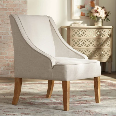 Elm Lane Dixon Ivory Fabric Swoop Arm Chair 3 Elm Lane Dixon Ivory Fabric Swoop Arm Chair