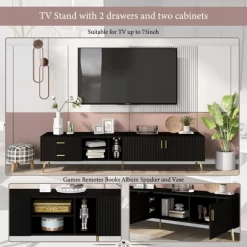 Modern TV Stand For TVs Up To 77'' With 5 Champagne Legs-ModernLuxe -Luxe Living Interiors Shop GUEST 354bc7d9 f6e5 42fb a5eb 4b149074ed6b