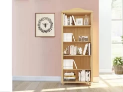 RealRooms Chester 5 Shelf Open Bookcase, Stained Brown