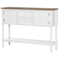 HOMCOM Console Table With Drawers, Vintage Entryway Table With 2 Drawers, Cabinets And Bottom Shelf, Retro Sofa Table For Living Room, Bedroom, White -Luxe Living Interiors Shop GUEST 3678e9c0 67ed 45bc 8283 cceabd2bcb11
