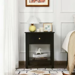 Costway 2PCS End Table Nightstand Storage Display Drawer Shelf Beside Table WhiteBlack -Luxe Living Interiors Shop GUEST 3691218a 96fb 4513 b1e4 67b88c23cd04