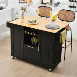 Costway Rolling Kitchen Island Utility Serving Cart With Drop Leaf Wine Rack Drawer -Luxe Living Interiors Shop GUEST 36caa2a6 9b7f 466d b719 0e447dbc189b